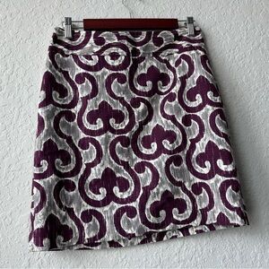 Ann Taylor Elegant Purple and White Patterned Skirt